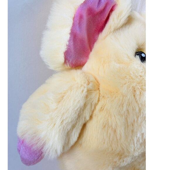 Rare Vintage TB Trading Co Yellow Elephant Trunk Pink Bow Creature Huggable 13" - Picture 7 of 12